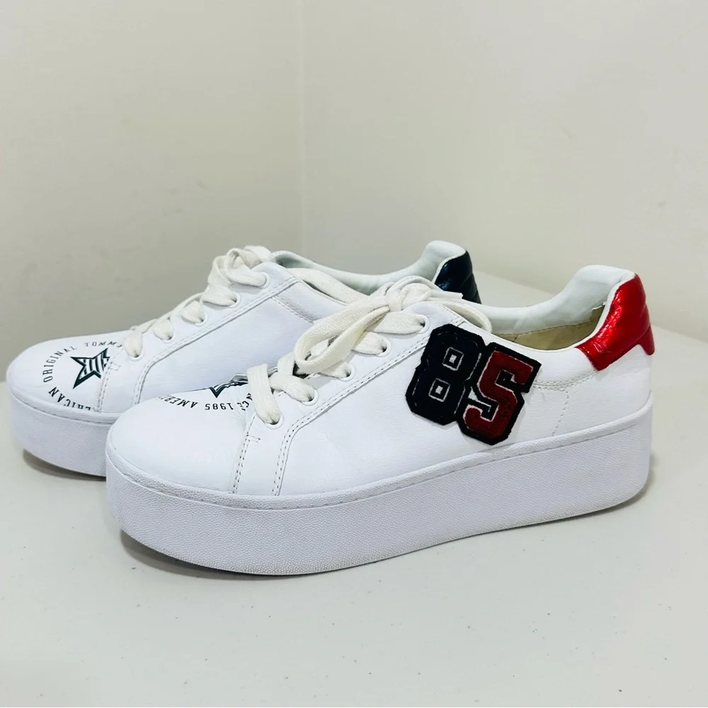 Tommy Jeans TJ85 Icon Platform Sneakers White‎ Leather Women's Size 9,5
